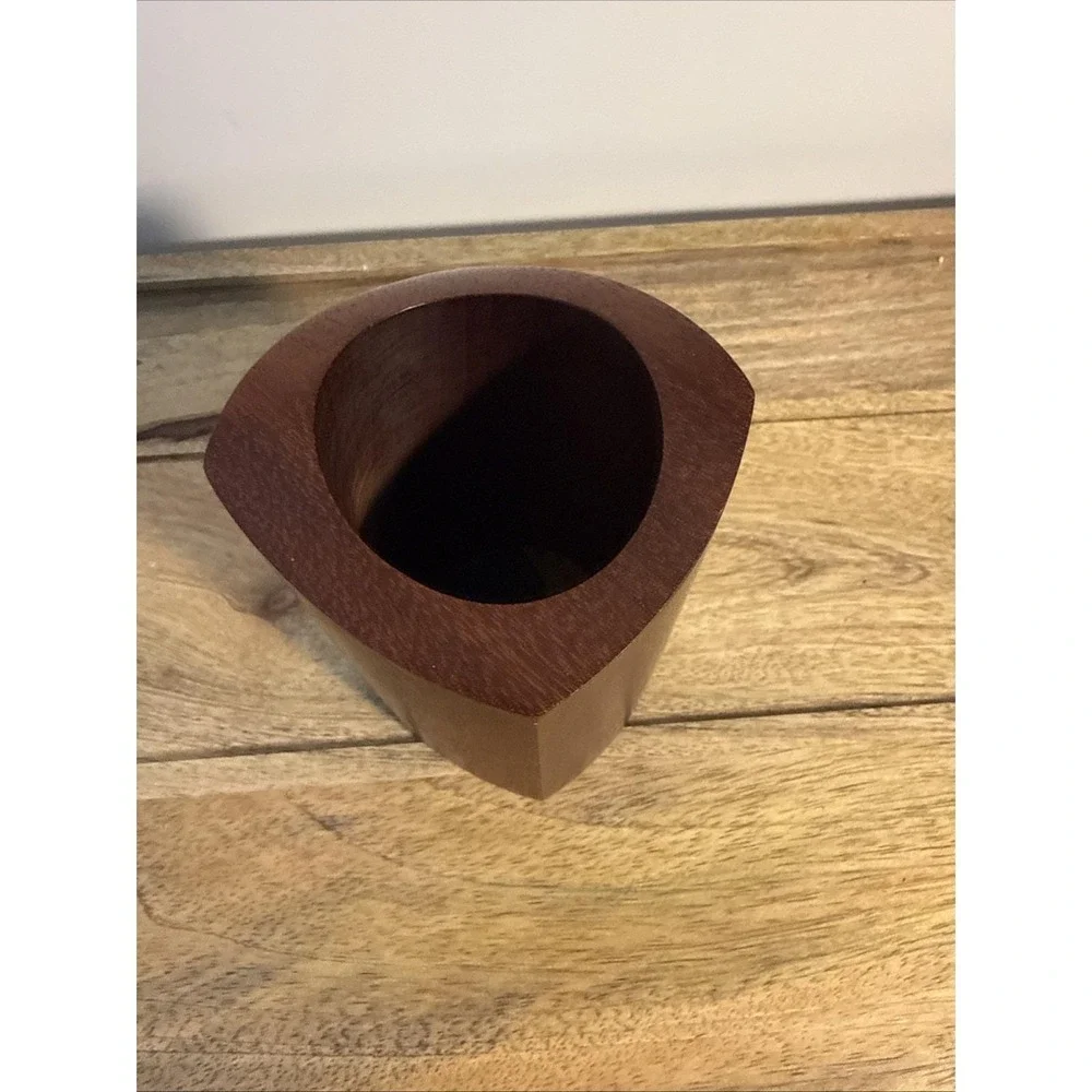 Vintage Peter bloch Mahogany Wood Pen Pencil Holder